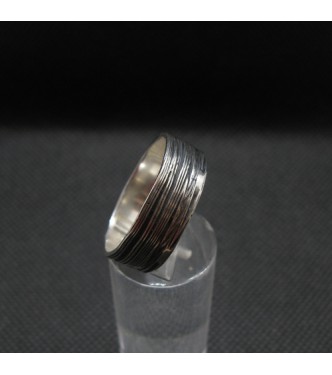 R002042 Sterling Silver Ring 8mm Wide Patterned Band Genuine Solid Hallmarked 925